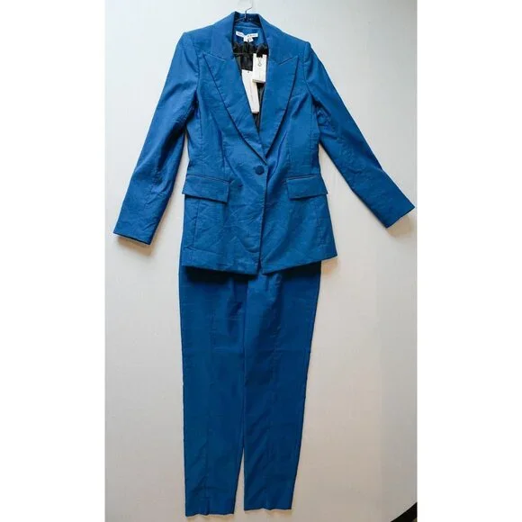 Veronica Beard Pant Suit Set Dickey Jacket Blazer Size 8 Cerulean Blue NWT - Picture 2 of 7